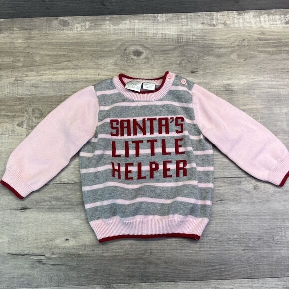 Koala Kids  Knit Crew Neck Sweater Pink Red 12 Mo Santas Little Helper Reindeer - Picture 2 of 14